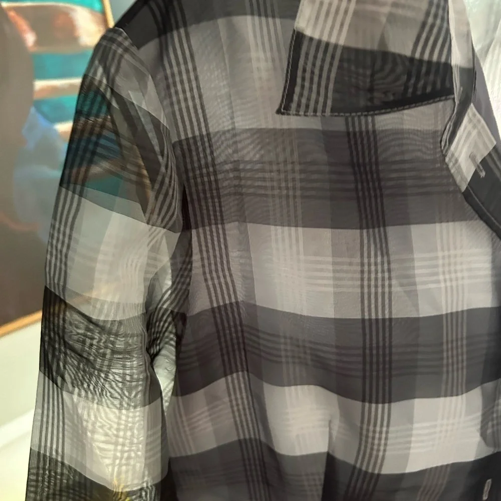 Bianca Nygard Chic Black and White Plaid Women's Blouse 12 - Picture 15 of 16